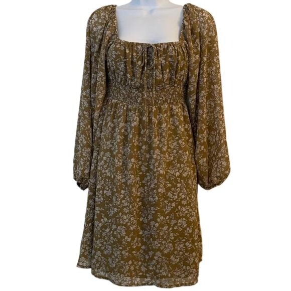 Jacqui The Label Dresses & Skirts - Jacqui The Label Chic Olive Green Floral Mini Blouse, Small